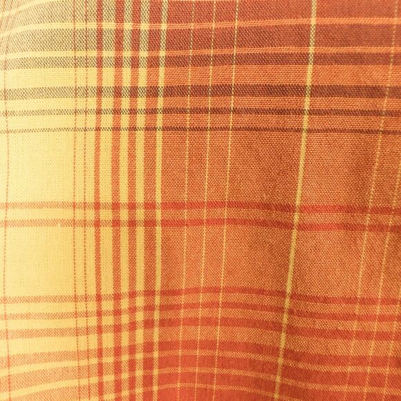 LL Bean Otter Cliff Shirt Mens Large Plaid Orange Yellow Zip Pocket Cotton Poly - Picture 11 of 16